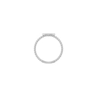 Horizontalus, ovalus karoliukais sukrautas, sukraunamas antspaudo žiedas baltas (14K) nustatymas – Popular Jewelry - Niujorkas