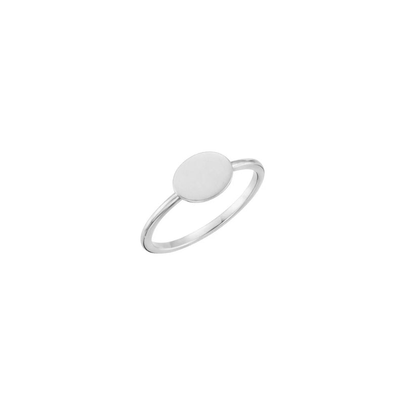 Horizontal Oval Stackable Signet Ring white (14K) main - Popular Jewelry - New York
