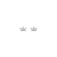 Boucles d'oreilles clous couronne entrecroisée blanc (14K) recto - Popular Jewelry - New York