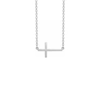 Large Sideways Cross Necklace white (14K) front - Popular Jewelry - New York