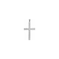 Wood Pattern Cross Pendant white large (14K) front - Popular Jewelry - New York