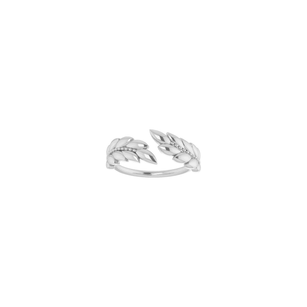Gold Diamond Cut Filigree Curved Laurel Wreath Ring | Leaf Rings