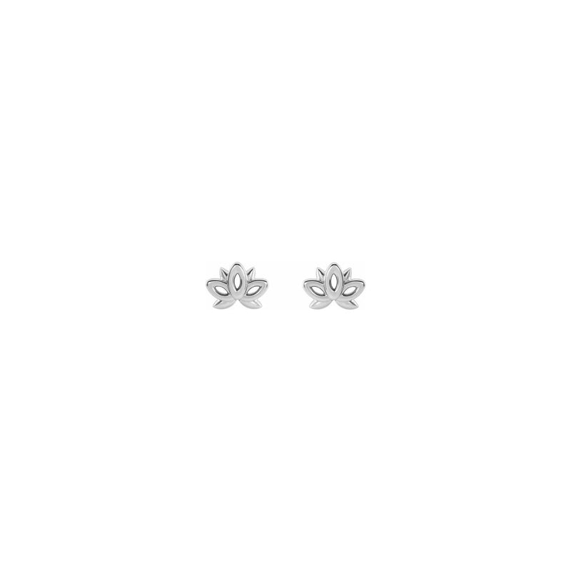 Lotus Flower Contour Stud Earrings white (14K) front - Popular Jewelry - New York