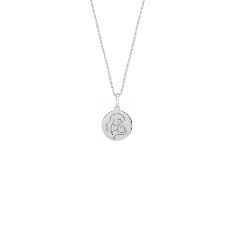 Lovely Mother with Baby Medallion Necklace white (14K) front - Popular Jewelry - New York