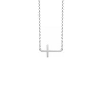 Medium Sideways Cross Hálsmen hvítt (14K) að framan - Popular Jewelry - Nýja Jórvík