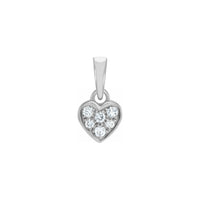 Mini colgante de corazón con racimo de diamantes blanco (14K) frente - Popular Jewelry - Nueva York