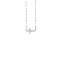 Mini Sideways Cross kolye blan (14K) devan - Popular Jewelry - Nouyòk