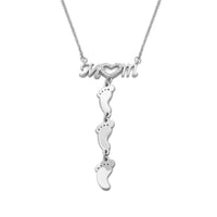 Mom and Little Baby Foot Necklace white (14K) front - Popular Jewelry - New York