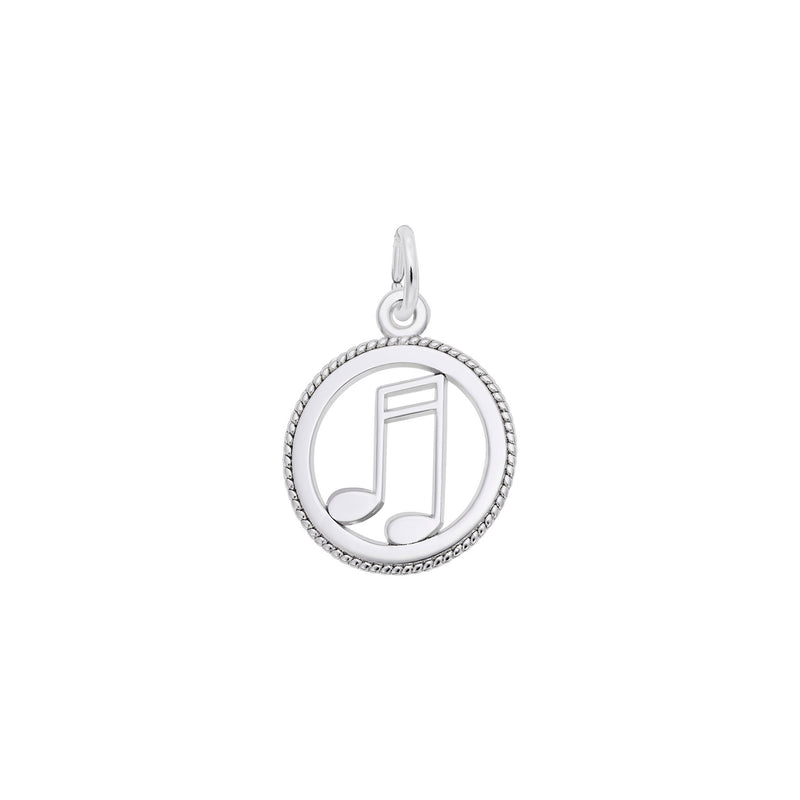 Music Note Round Framed Charm white (14K) main - Popular Jewelry - New York