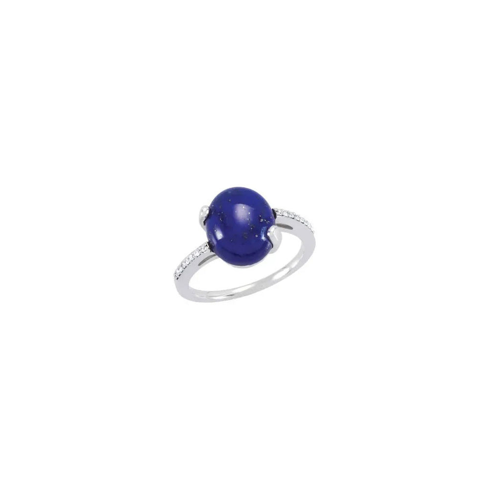 Oval Lapis and White Diamonds Ring (14K) main - Popular Jewelry - New York