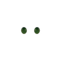 Oval Nephrite Jade Bezel Solitaire ականջօղեր (14K) առջևի - Popular Jewelry - Նյու Յորք