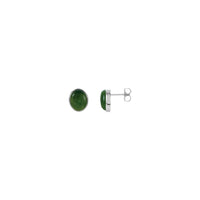 Pendientes de solitario con bisel de jade de nefrita ovalada (14K) principal - Popular Jewelry - Nueva York