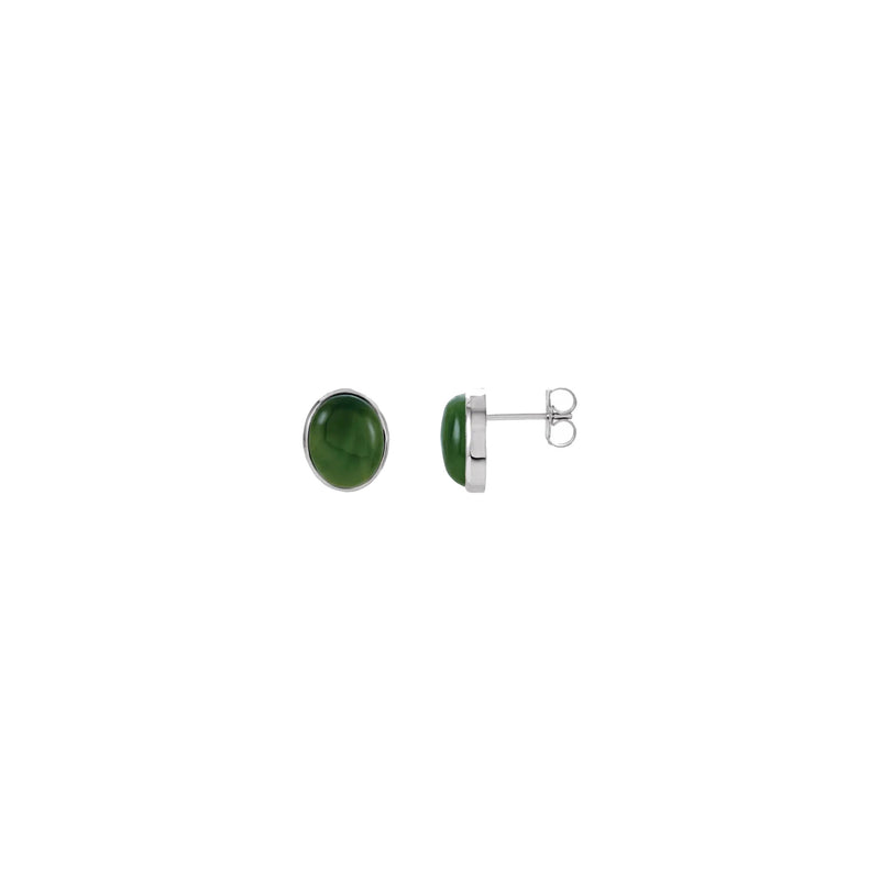 Oval Nephrite Jade Bezel Solitaire Earrings (14K) main - Popular Jewelry - New York
