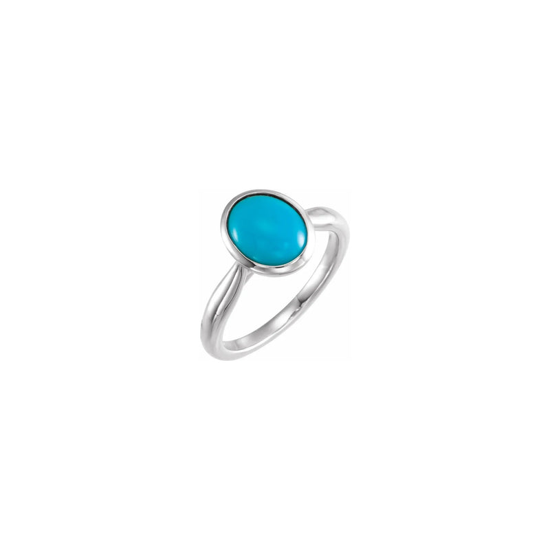 Oval Turquoise Cabochon Ring white (14K) main - Popular Jewelry - New York