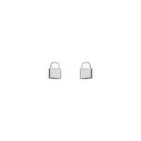 Padlock Stud Earrings white (14K) front - Popular Jewelry - New York