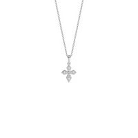 Petite Diamond Cross lepokoa zuria (14K) aurrealdea - Popular Jewelry - New York