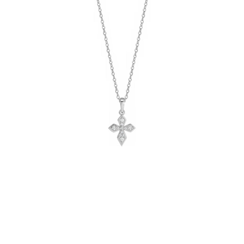 Petite Diamond Cross Necklace white (14K) front - Popular Jewelry - New York