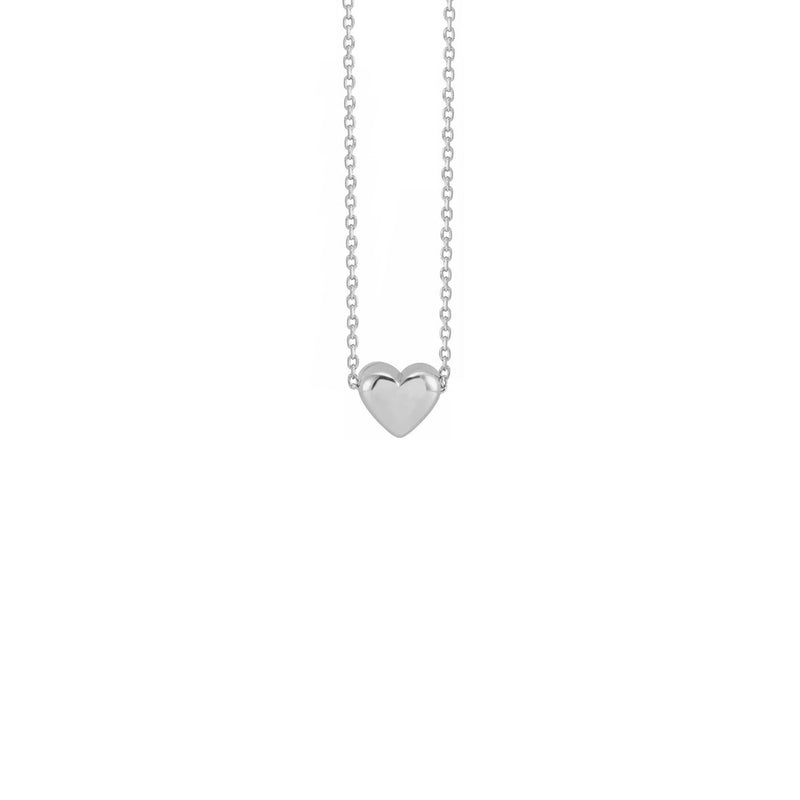 Puffy Heart Necklace white (14K) front - Popular Jewelry - New York