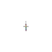 Rainbow Multi-Gemstone Cross Pendant yoyera (14K) kutsogolo - Popular Jewelry - New York
