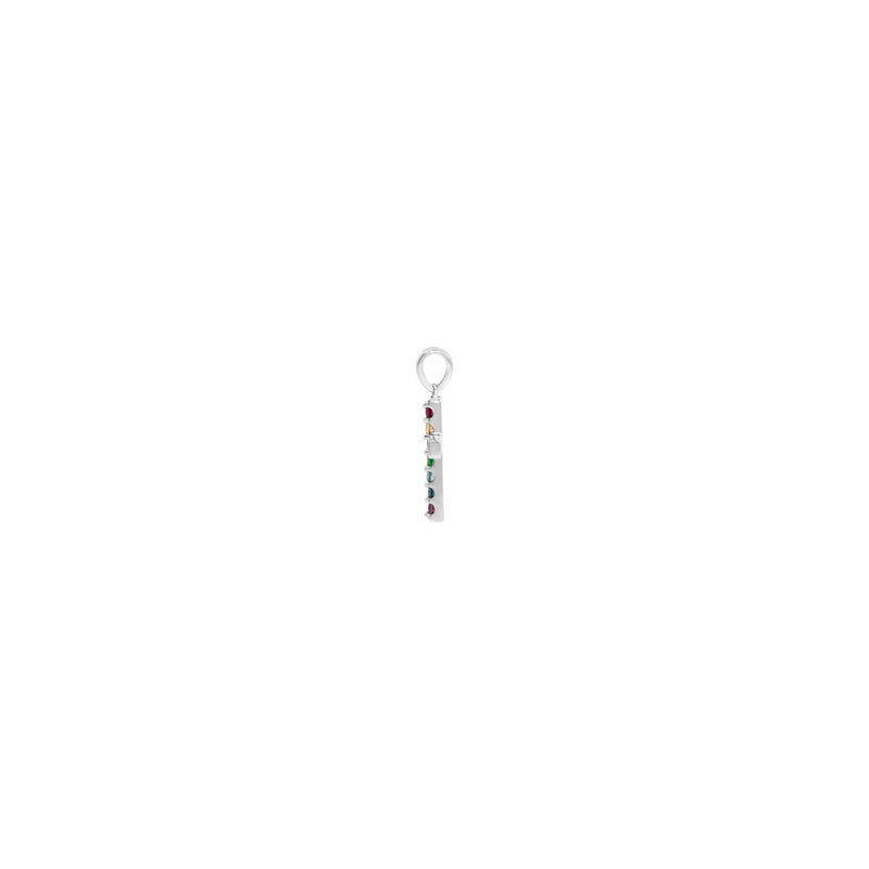 Rainbow Multi-Gemstone Cross Pendant white (14K) side - Popular Jewelry - New York