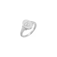 Regal Milgrain Oval Signet Ring vit (14K) graverad - Popular Jewelry - New York