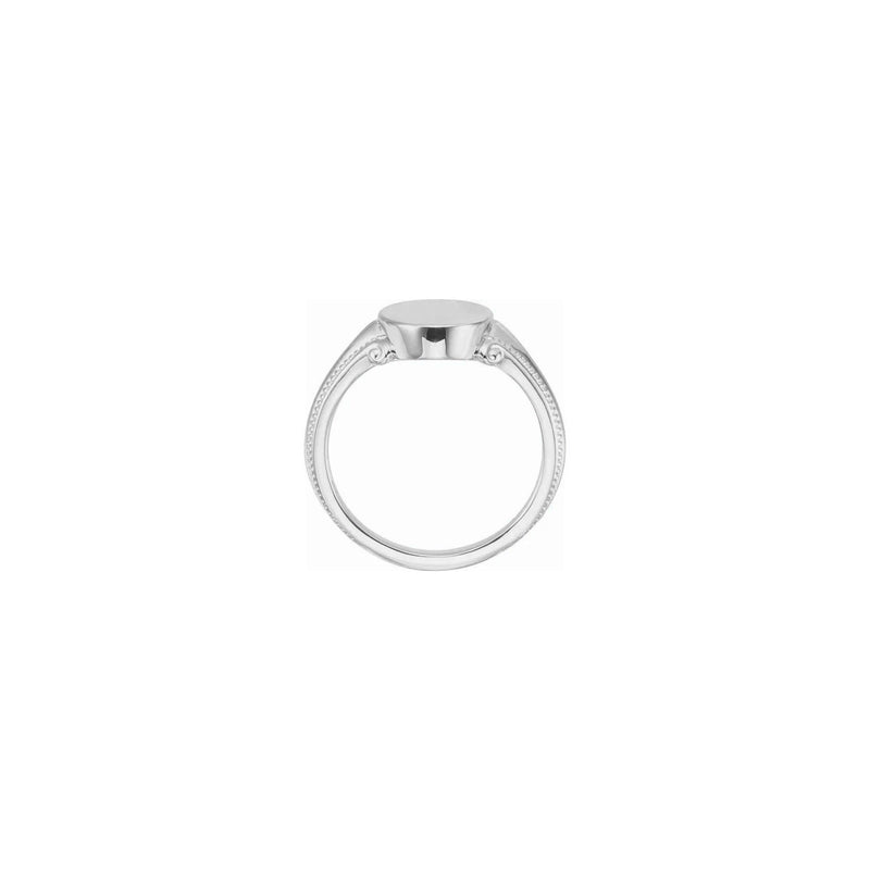 Regal Milgrain Oval Signet Ring white (14K) setting - Popular Jewelry - New York