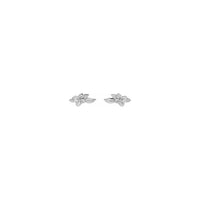 Resting Flower Stud Earrings white (14K) front - Popular Jewelry - New York