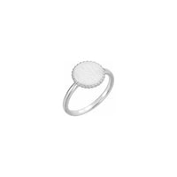 Baltas (14K) pagrindinis žiedas su apvaliais karoliukais. Popular Jewelry - Niujorkas