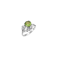 Okrugli cvjetni prsten od zelenog dragog kamenja bijeli (14K) glavni - Popular Jewelry - New York