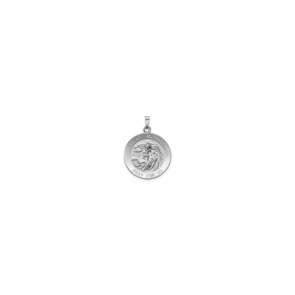Saint Michael Solid Medal white (14K) front - Popular Jewelry - New York