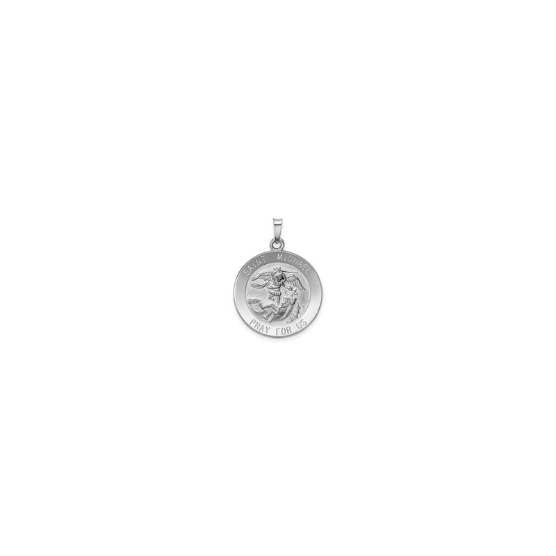 Saint Michael Solid Medal white (14K) front - Popular Jewelry - New York