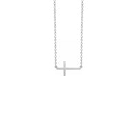 Mala bočna križna ogrlica bijela (14K) sprijeda - Popular Jewelry - Njujork