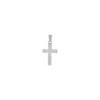 Wood Pattern Cross Pendant white small (14K) front - Popular Jewelry - New York