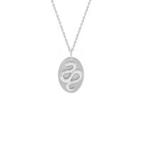 Snake Oval Medal Necklace white (14K) front - Popular Jewelry - New York