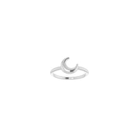 Tilted Crescent Moon Stackable Ring white (14K) front - Popular Jewelry - New York