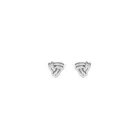 Triangle Knot Stud Earrings puti (14K) atubangan - Popular Jewelry - New York