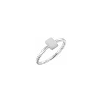 Anello con sigillo impilabile rettangolare verticale bianco (14K) main - Popular Jewelry - New York