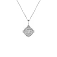 バージンメアリークロスネックレスホワイト（14K）フロント- Popular Jewelry - ニューヨーク