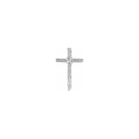 Woodgrain Cross Pendant white (14K) front - Popular Jewelry - New York