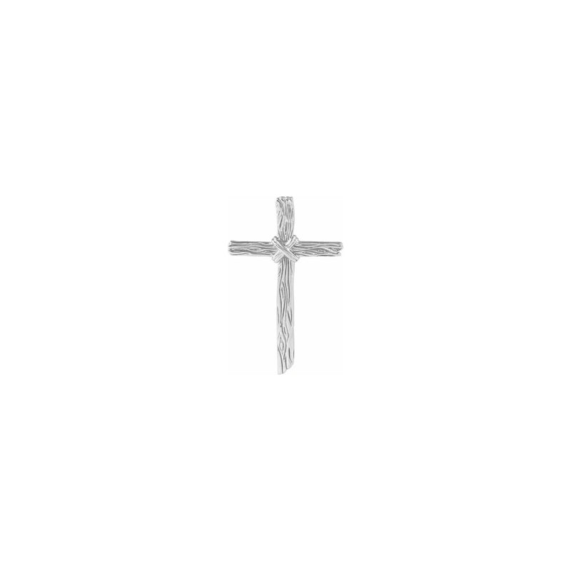 Woodgrain Cross Pendant white (14K) front - Popular Jewelry - New York