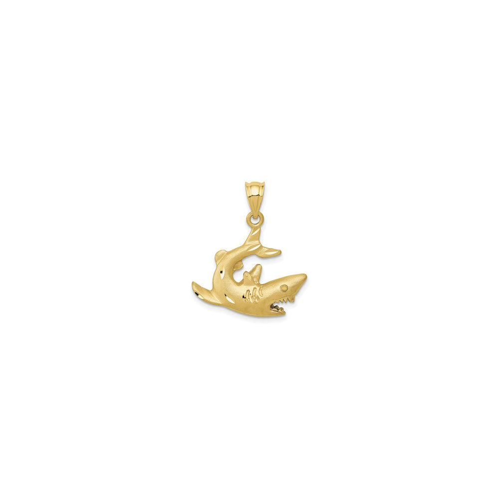 Ferocious Shark Pendant (14K) front - Popular Jewelry - New York
