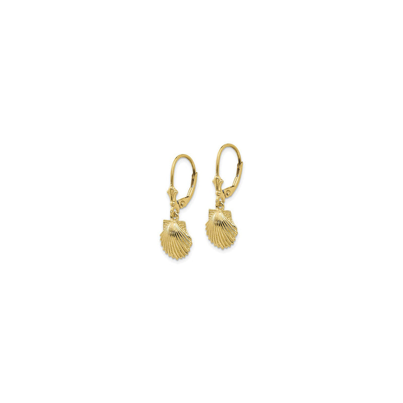 Scallop Shell Dangling Earrings yellow (14K) side - Popular Jewelry - New York