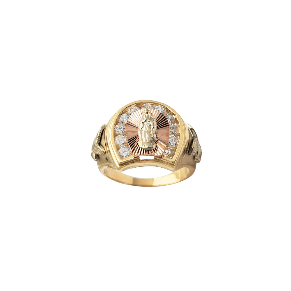 Zirconia Eagle & Virgin Mary Ring (14K) Popular Jewelry New York