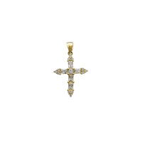 Zirconia Baguette Pointed Cross Pendant (14K)