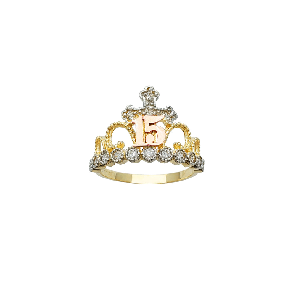 Quinceanera 15th Birthday Crown-Tiara Ring (14K)