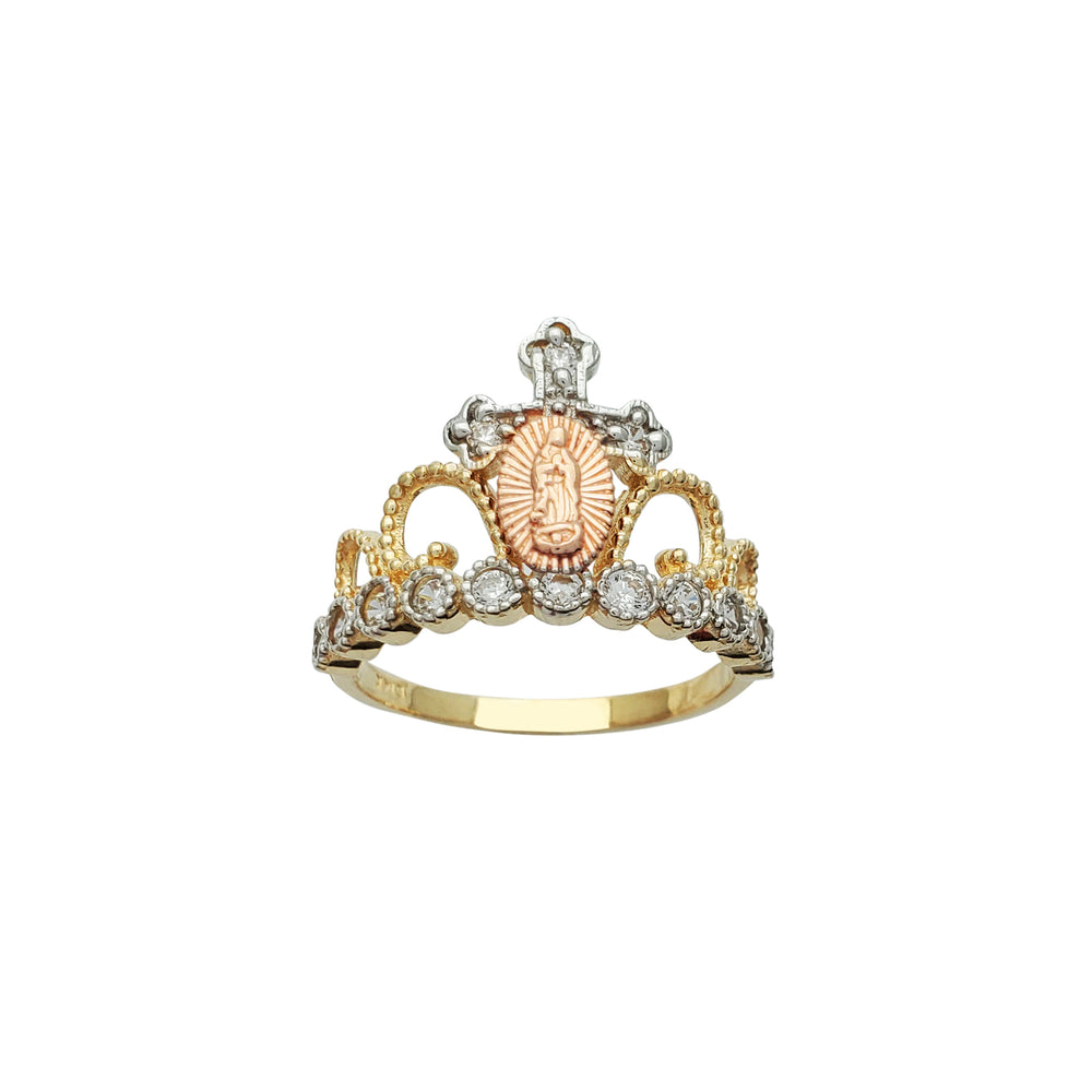 Tricolor Virgin Mary Crown-Tiara Ring (14K)
