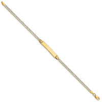 Two-Tone Baby ID Bracelet Solid Italian Cuban Bracelet (14K)