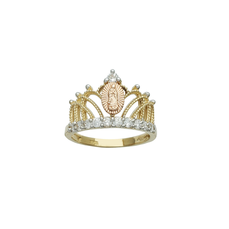 Tricolor Virgin Mary Crown-Tiara Ring (14K) – Popular J