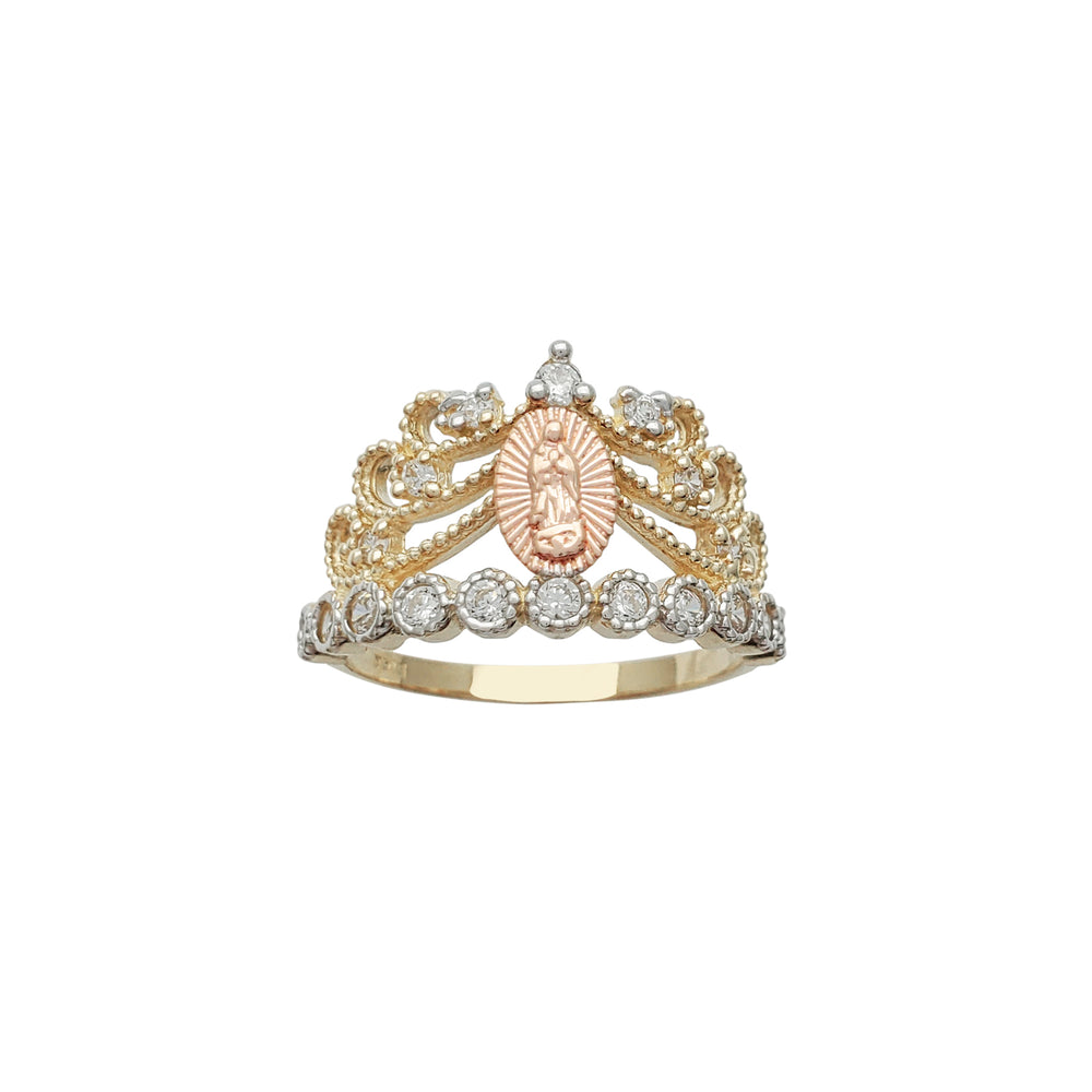 Tricolor Virgin Mary Crown-Tiara Ring (14K)