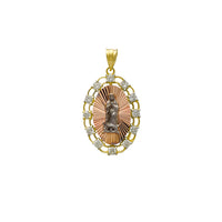 Zirconia Frame Halo Virgin Mary Pendant (14K)